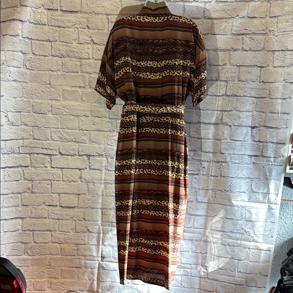 Maggy London Brown and Cream Striped Midi Dress - Picture 6 of 11